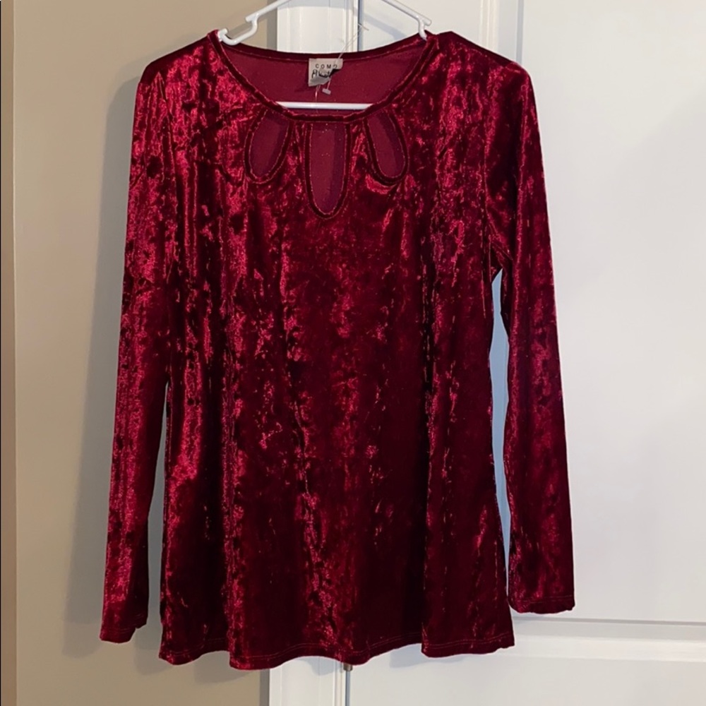 Red suede top size large